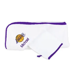 Personalized Los Angeles Lakers Hooded Towel & Wash Mitt Set