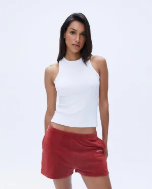 Rib Racer Vest Top - White/Classic Red