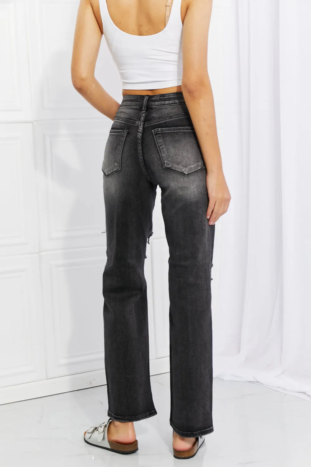 RISEN Full Size Lois Distressed Loose Fit Jeans - Ships from The USA