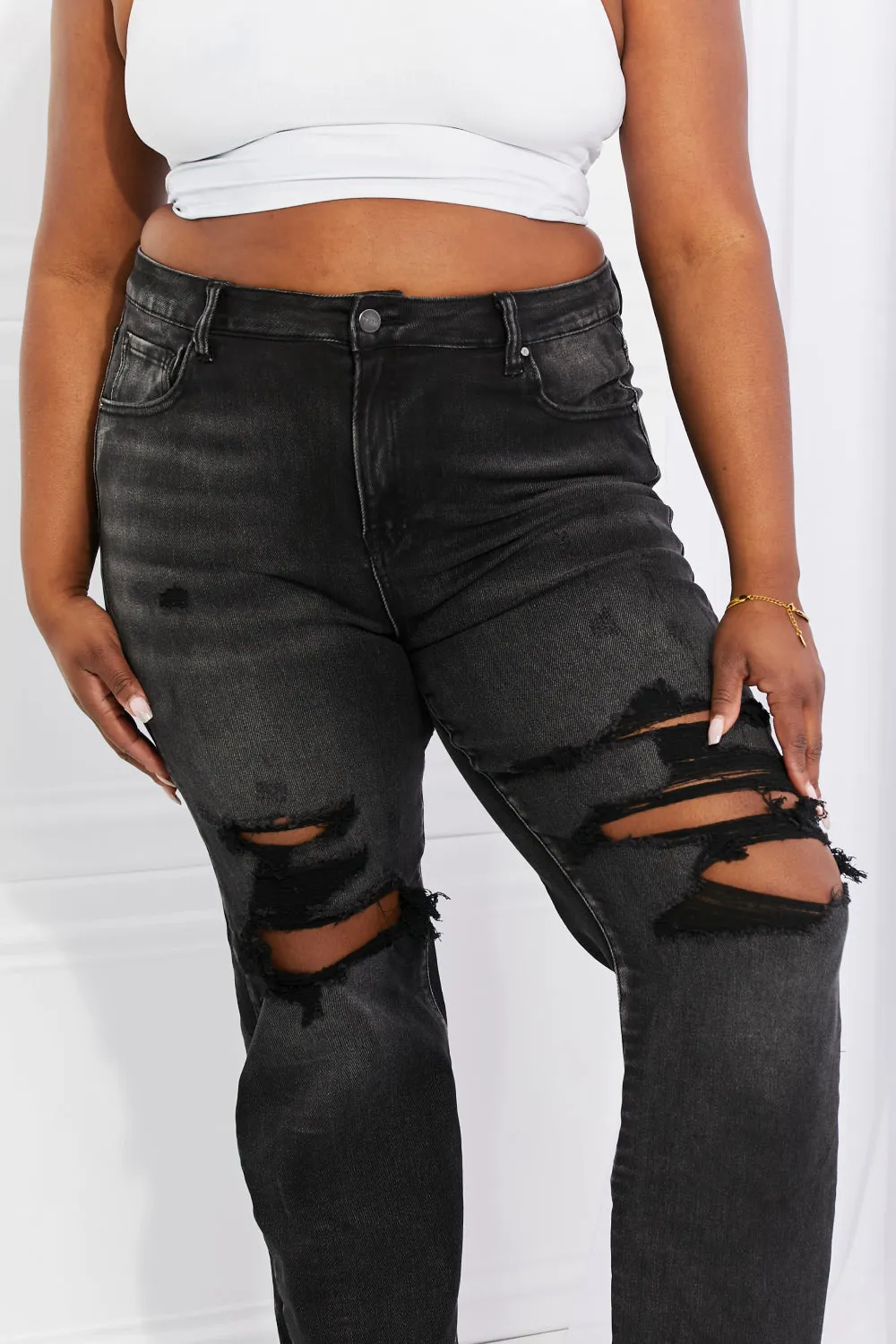 RISEN Full Size Lois Distressed Loose Fit Jeans - Ships from The USA