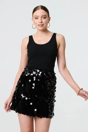 Sequin Embellished A-Line Mini Skirt