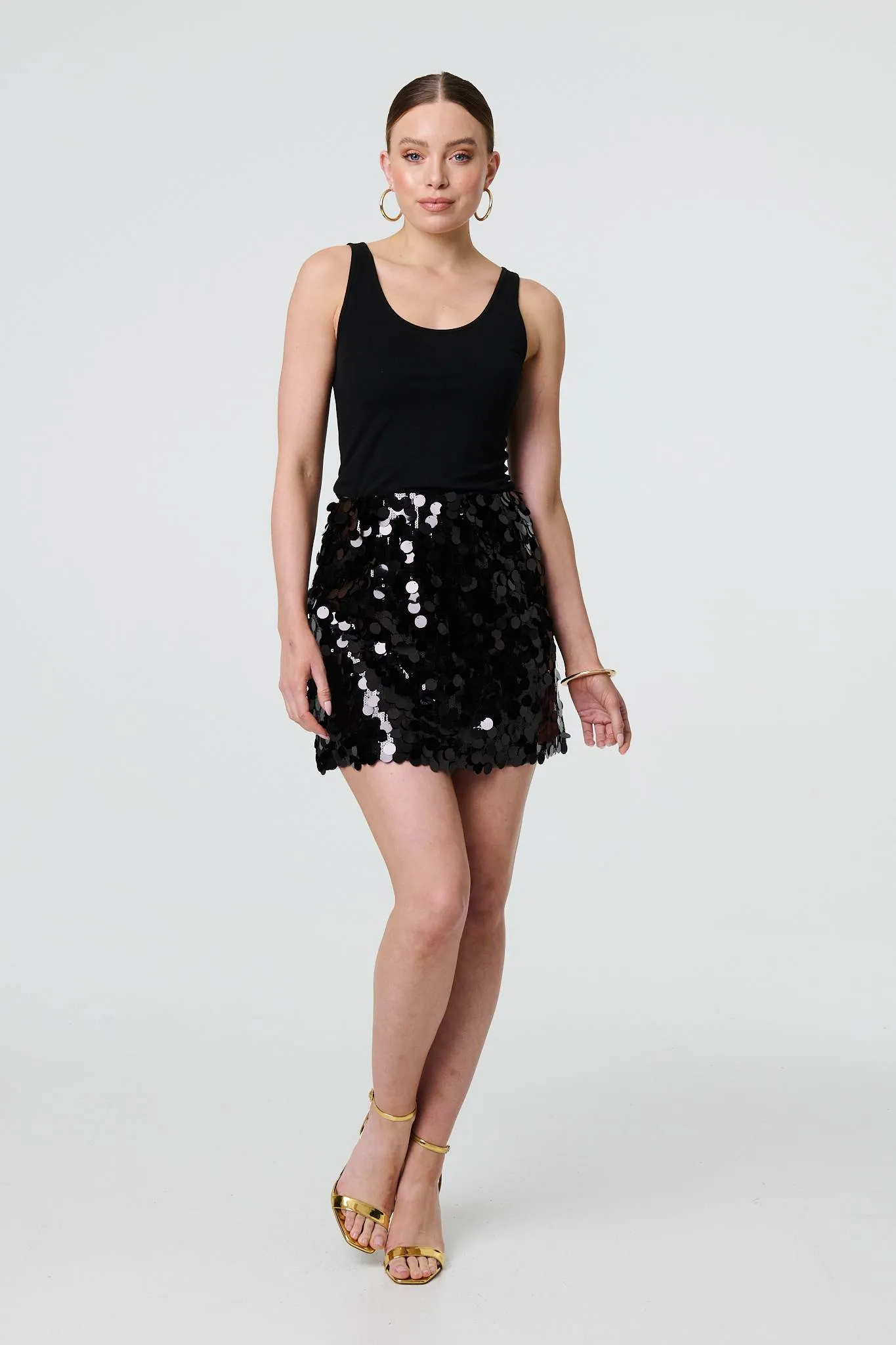 Sequin Embellished A-Line Mini Skirt