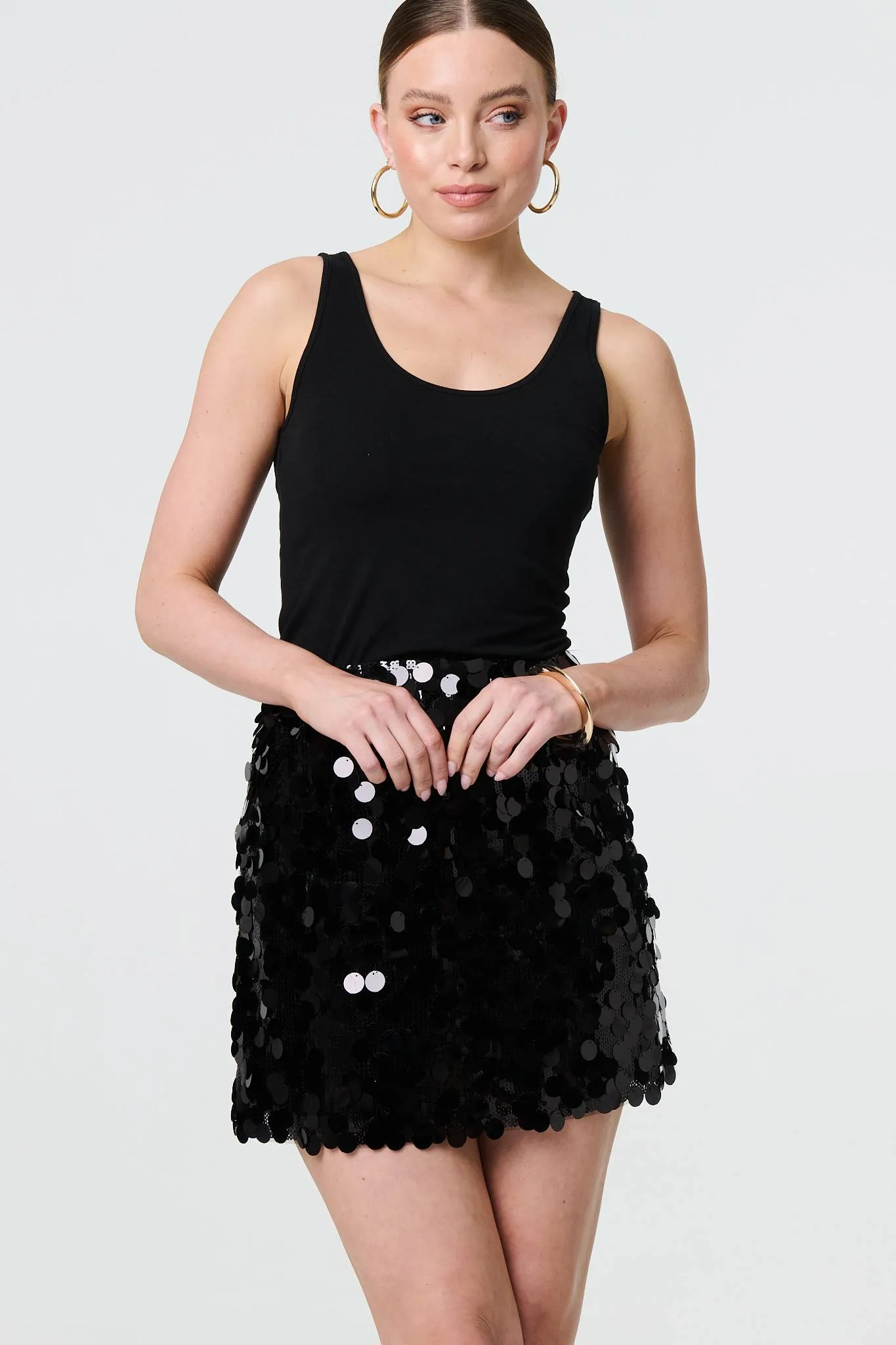 Sequin Embellished A-Line Mini Skirt