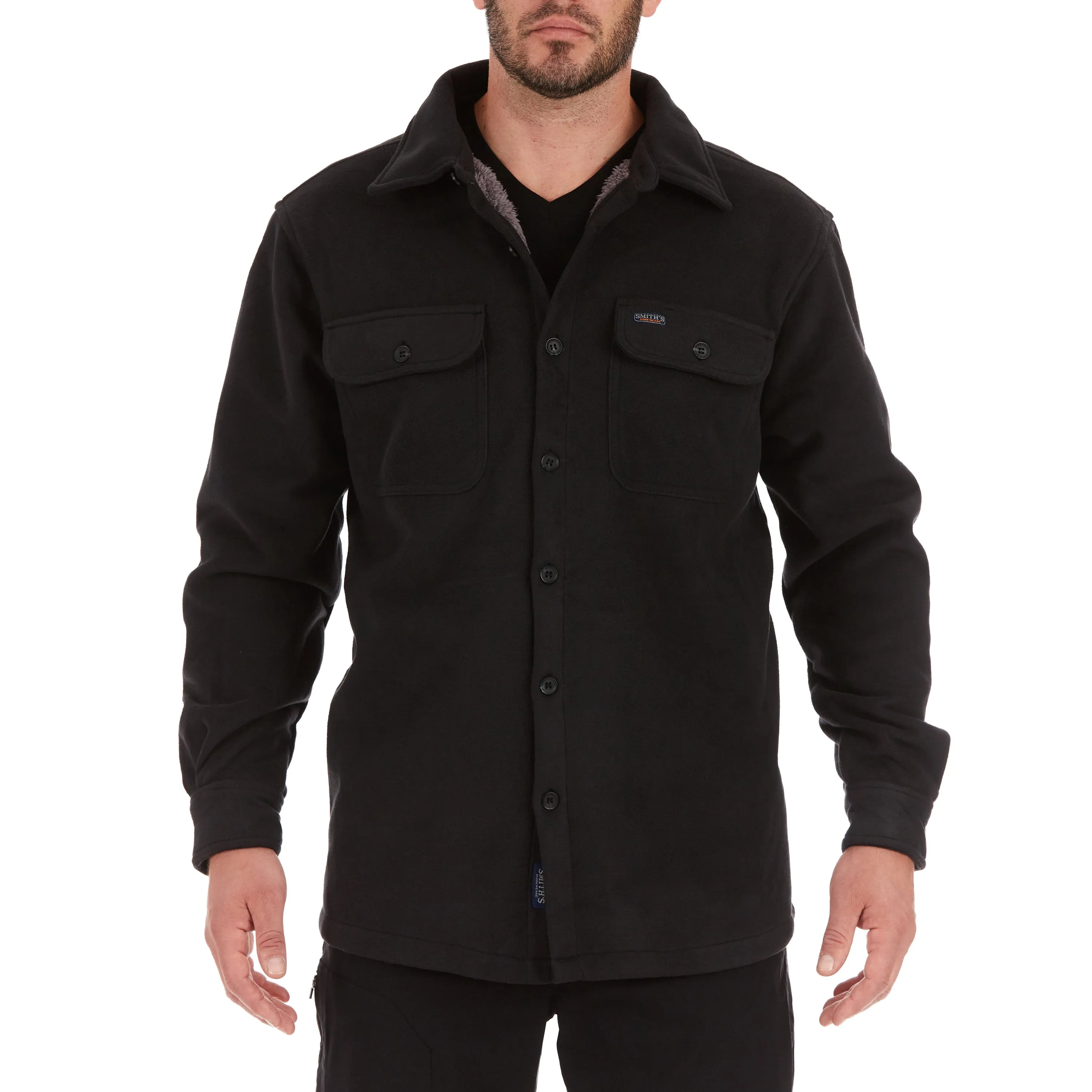 SHERPA-LINED FLEECE SHIRT JACKET