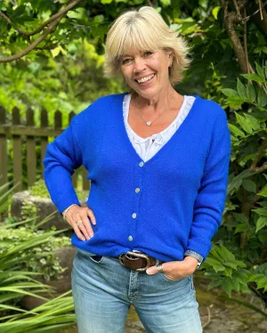 Soft Knit Alpaca Cardigan - Royal Blue