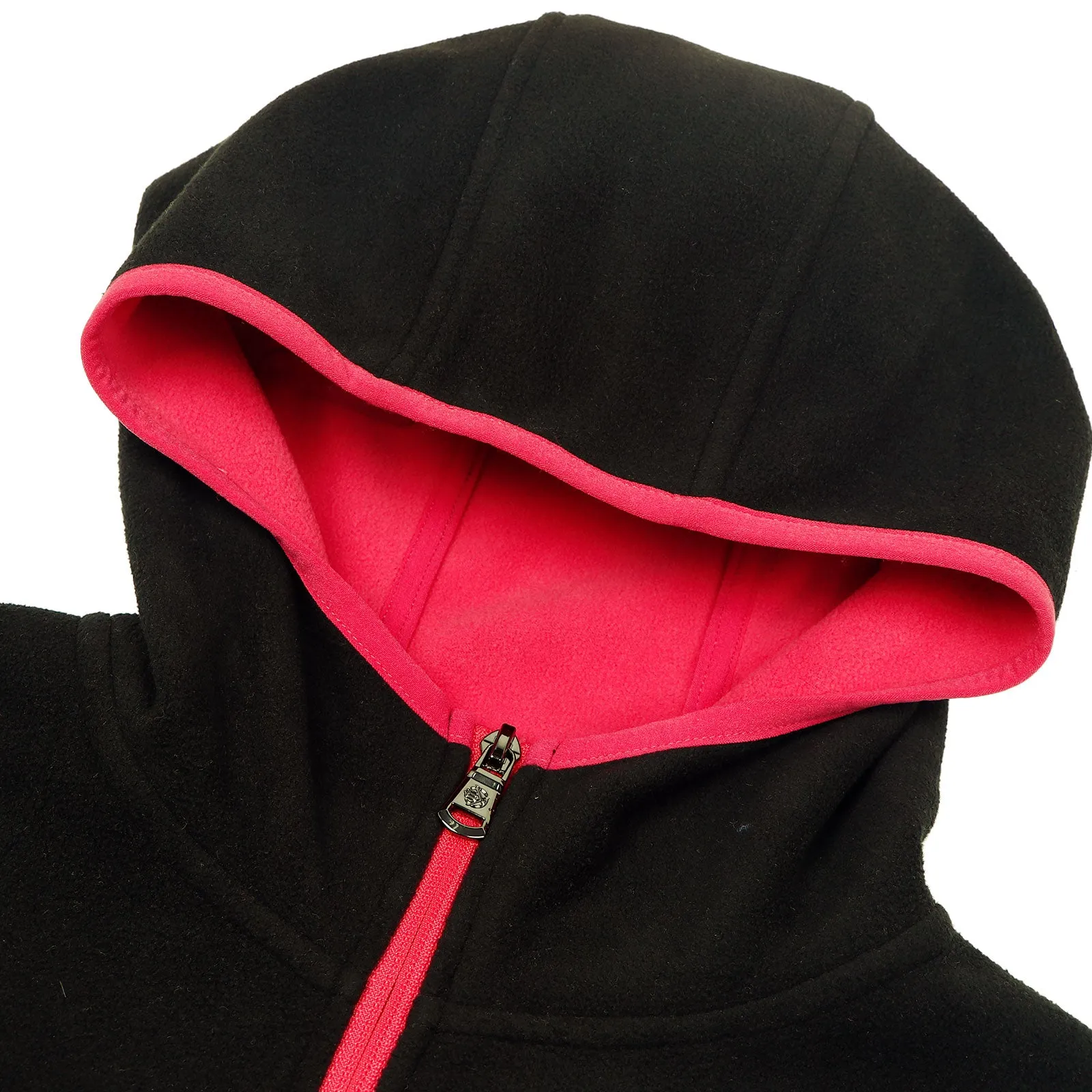 Trimmed Stretch Women's Fleece Hoodie Black and Cerise size S M L XL