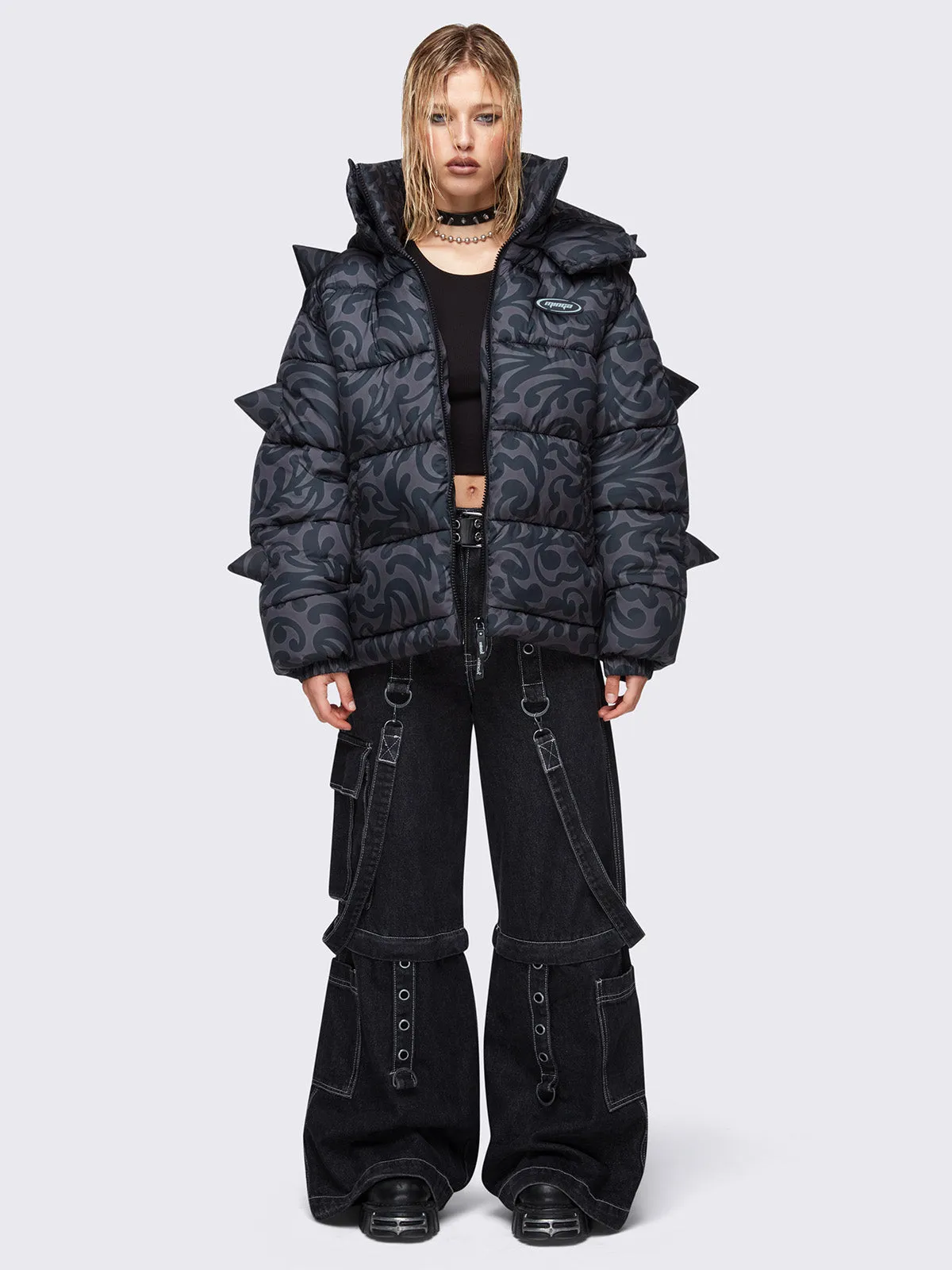 Trippin Spike Hooded Puffer Jacket