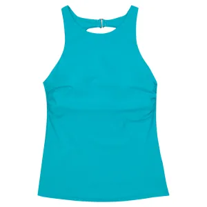 Women’s High Neck Fitted Tankini Top | “Scuba Blue”