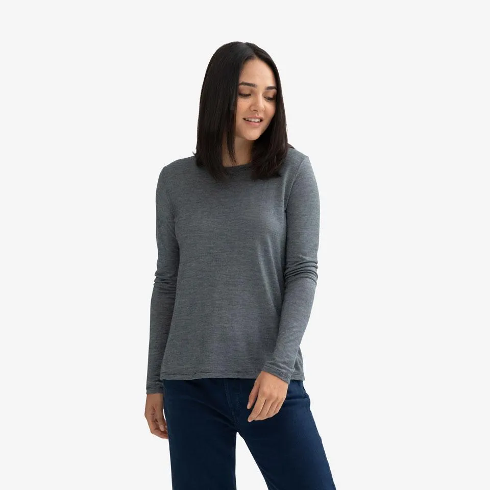 Women's Merino Wool Crew Neck Long Sleeve T-Shirt